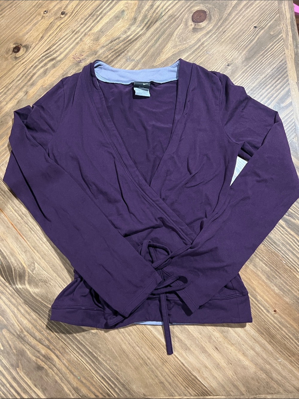 Nike Purple Wrap-Front Long Sleeve Top